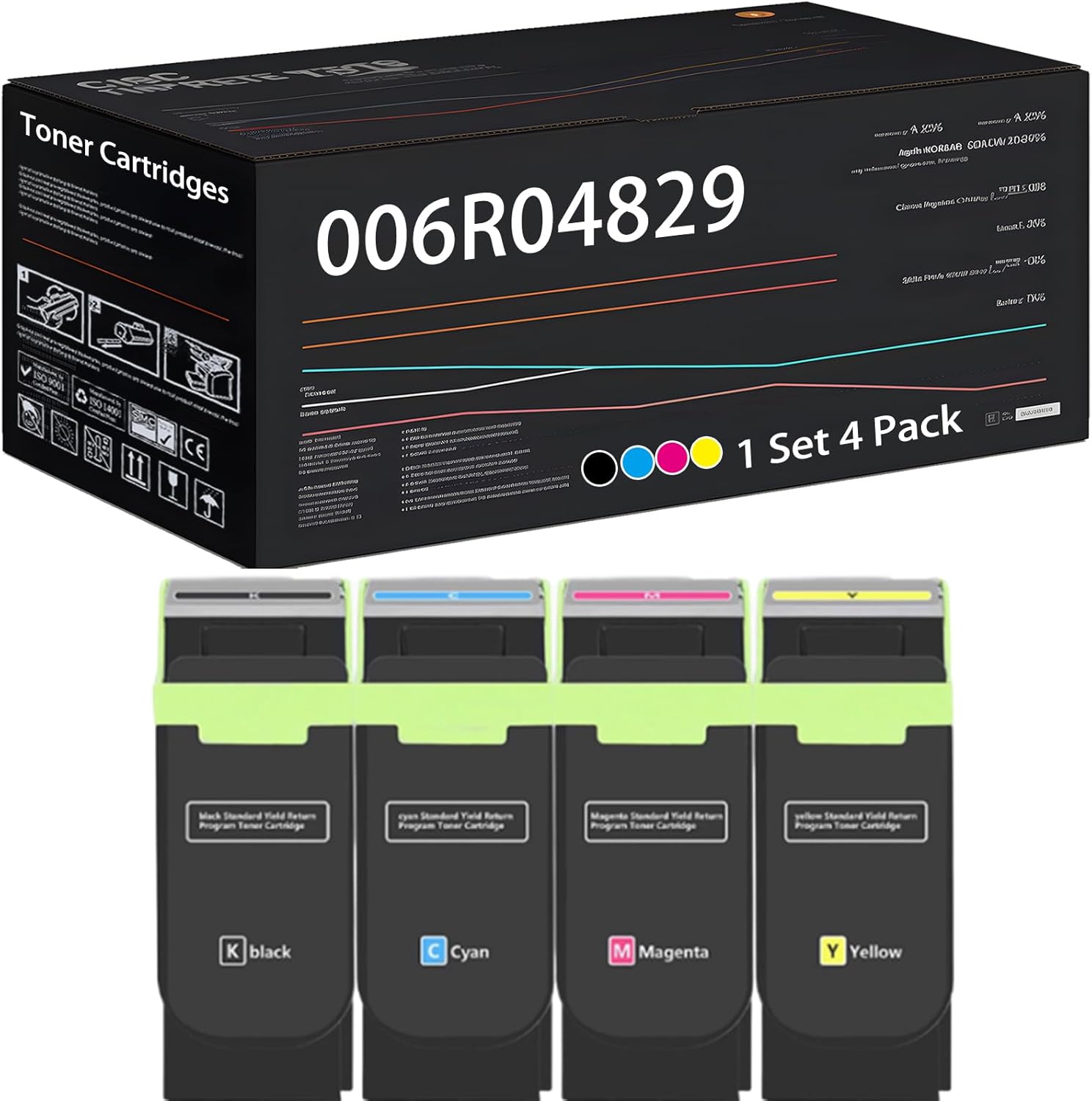 UVUMB Compatible with Xerox 006R04829 006R04831 006R04828 006R04830 Toner Cartridges Work for Xerox C320 C325 Printers, with Chip, High Yield 8000 Pages, High-Definition Printing (4-Pack BK/C/M/Y)