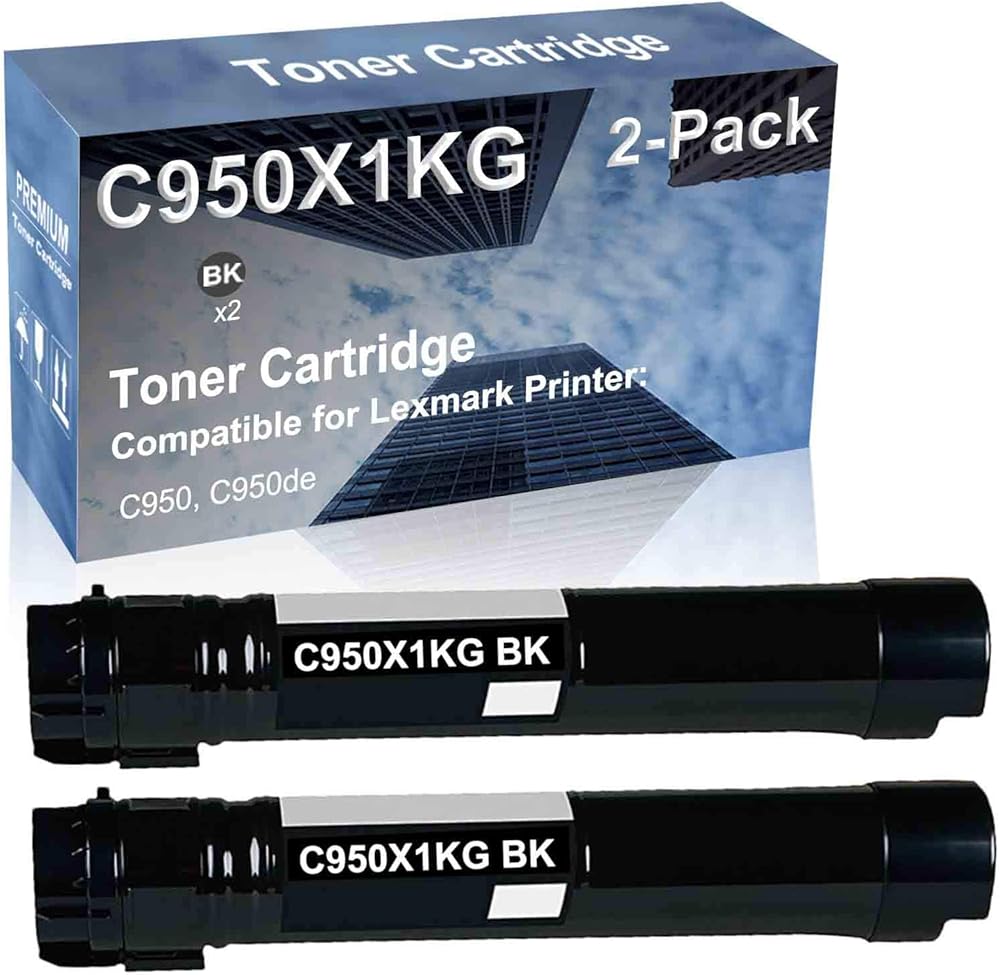 2-Pack (Black) Compatible C950, C950de Printer Toner Cartridge High Capacity Replacement for C950X1KG Toner Cartridge
