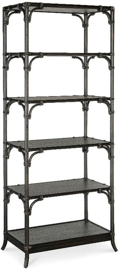 Hooker Furniture Retreat Pole Rattan Wood Framed Bookcase in Black