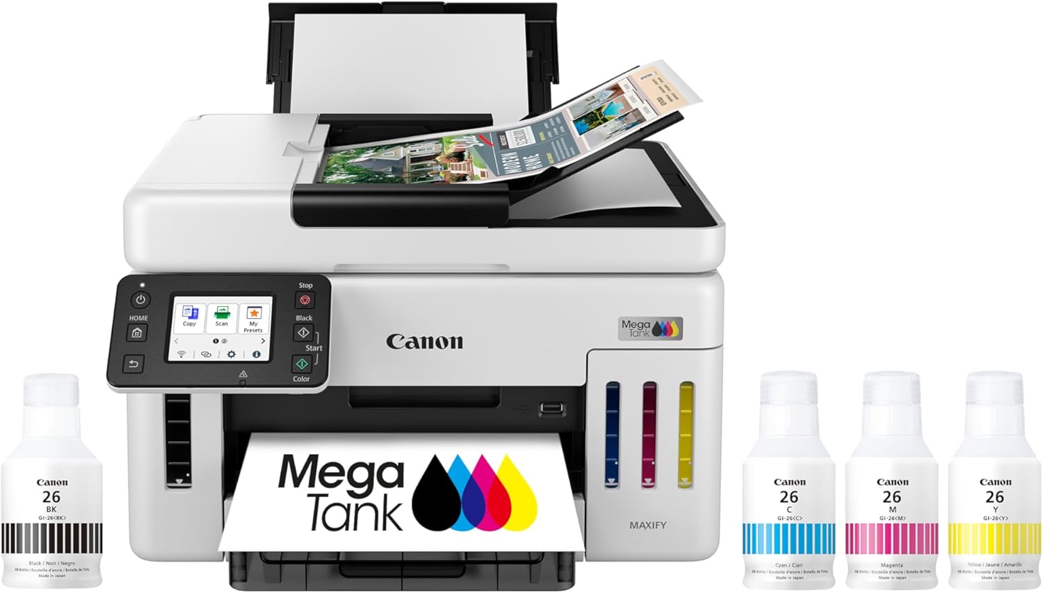 Canon Megatank GX6120 Wireless All-in-One Printer, Print, Scan and Copy, with 2.7