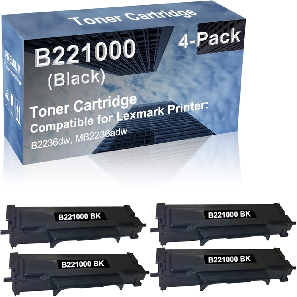 4-Pack Compatible High Capacity B221000 Toner Cartridge use for B2236dw, MB2236adw Printer (Black)