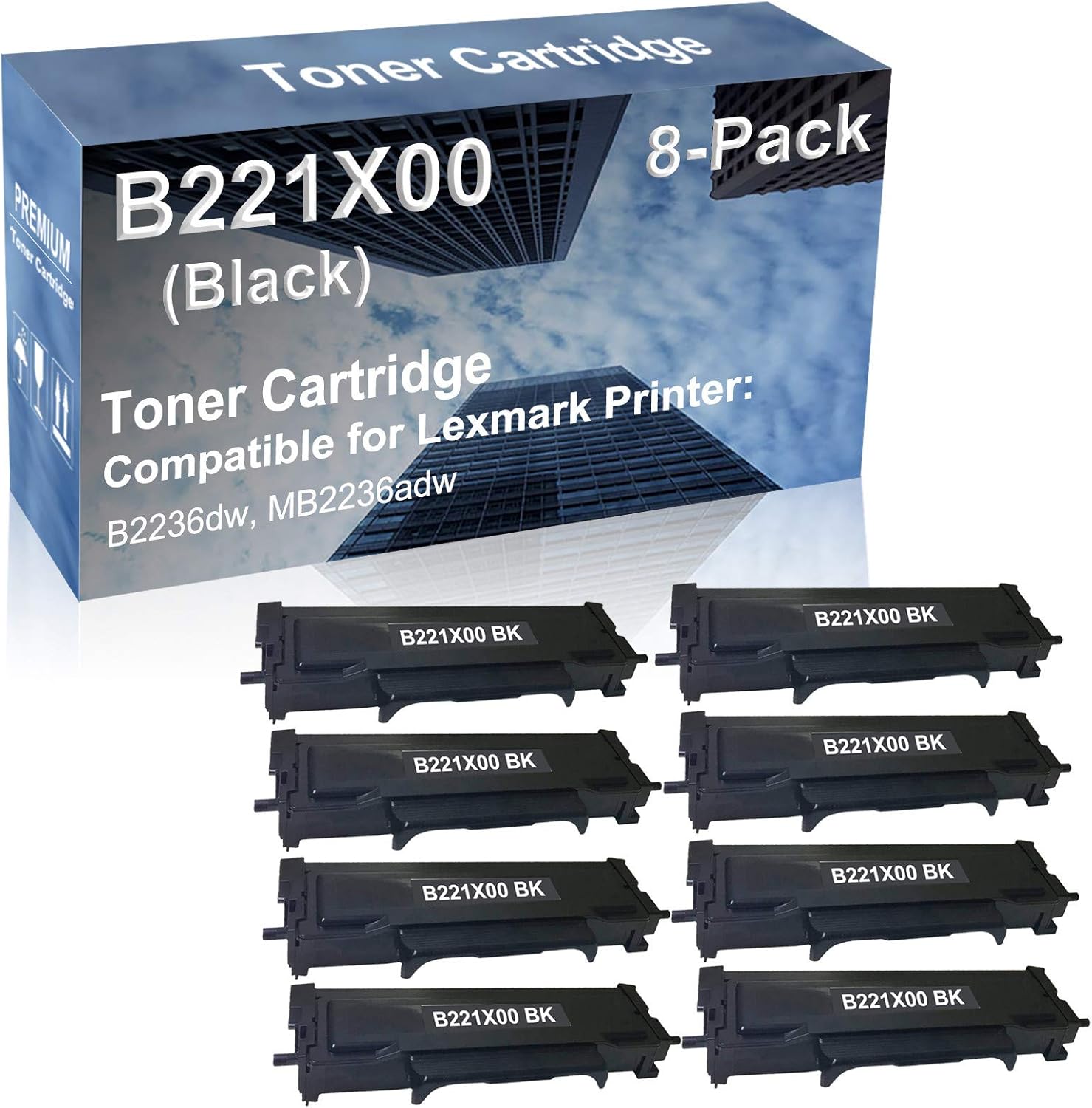 8-Pack Compatible High Capacity B221X00 Imaging Toner Cartridge use for B2236dw, MB2236adw Printer (Black)