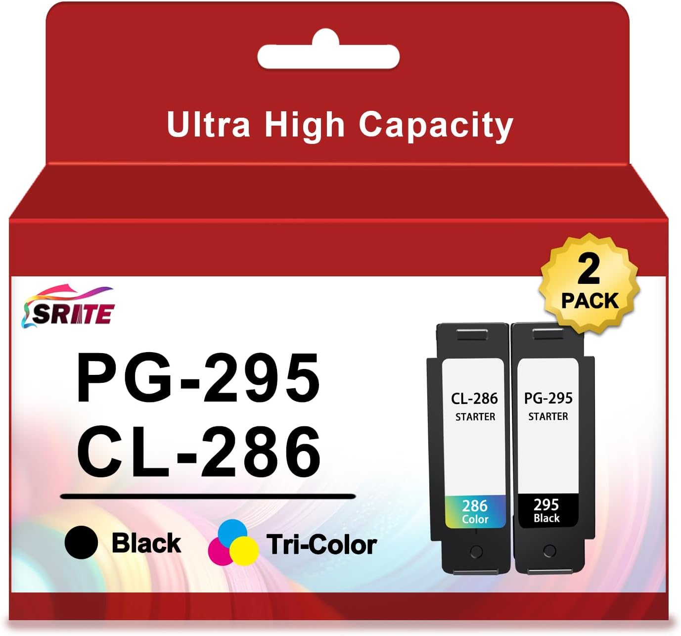 PG 295 CL 286 Ink Cartridge Extra High Capacity Compatible with PG295 CL286 PG-295 CL-286 Ink Replacement for Canon PIXMA TR7120 TS6520 TS4320 Printer(1 Black,1 Tricolor)