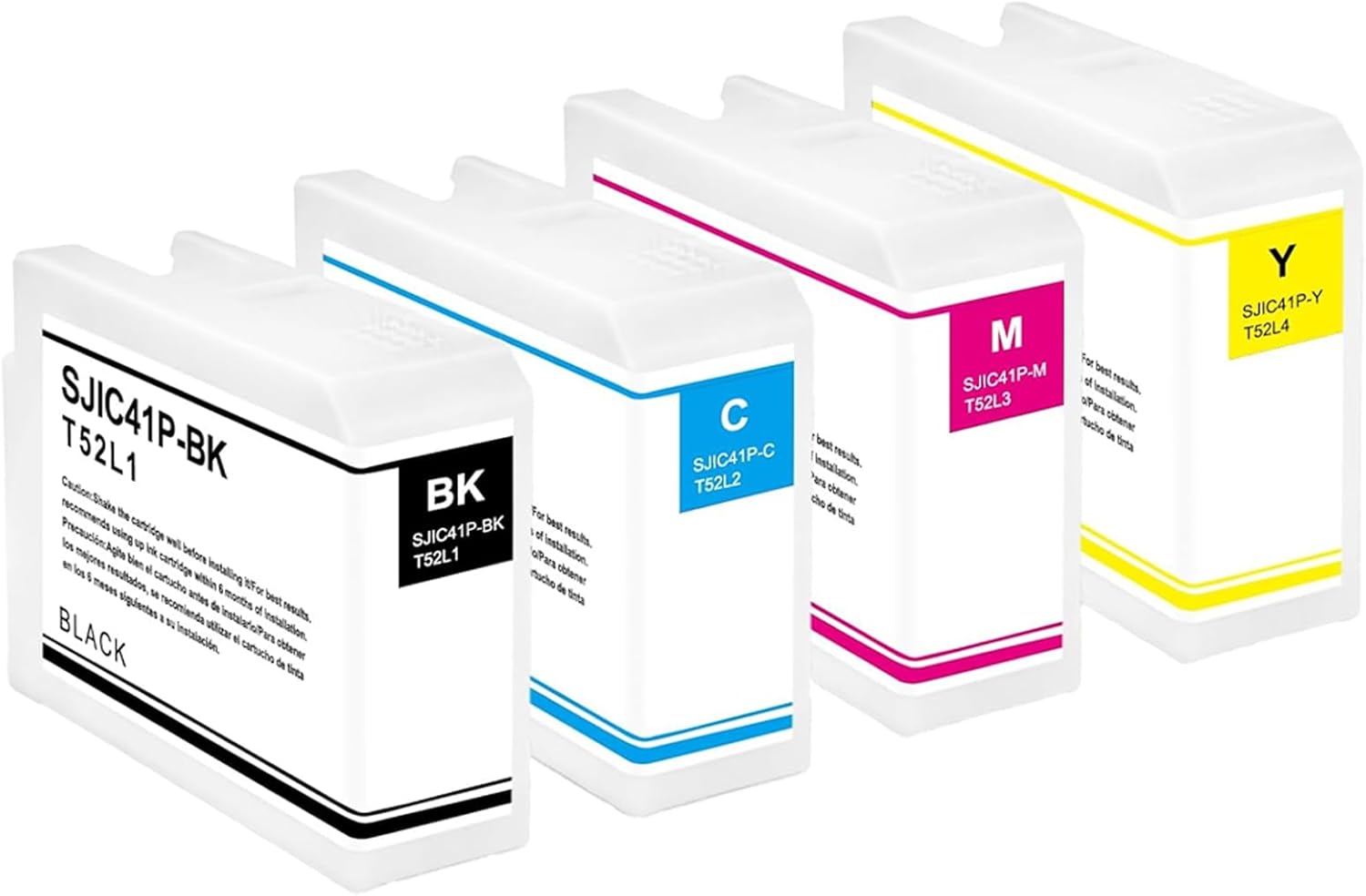 SUPERYILED SJIC41P Ink Cartridges Replacement for SJIC41P SJIC41P-BK SJIC41P-C SJIC41P-M SJIC41P-Y Ink Cartridges for ColorWorks CW-4000e CW-4000u Label Printers (4-Pack 80ML)