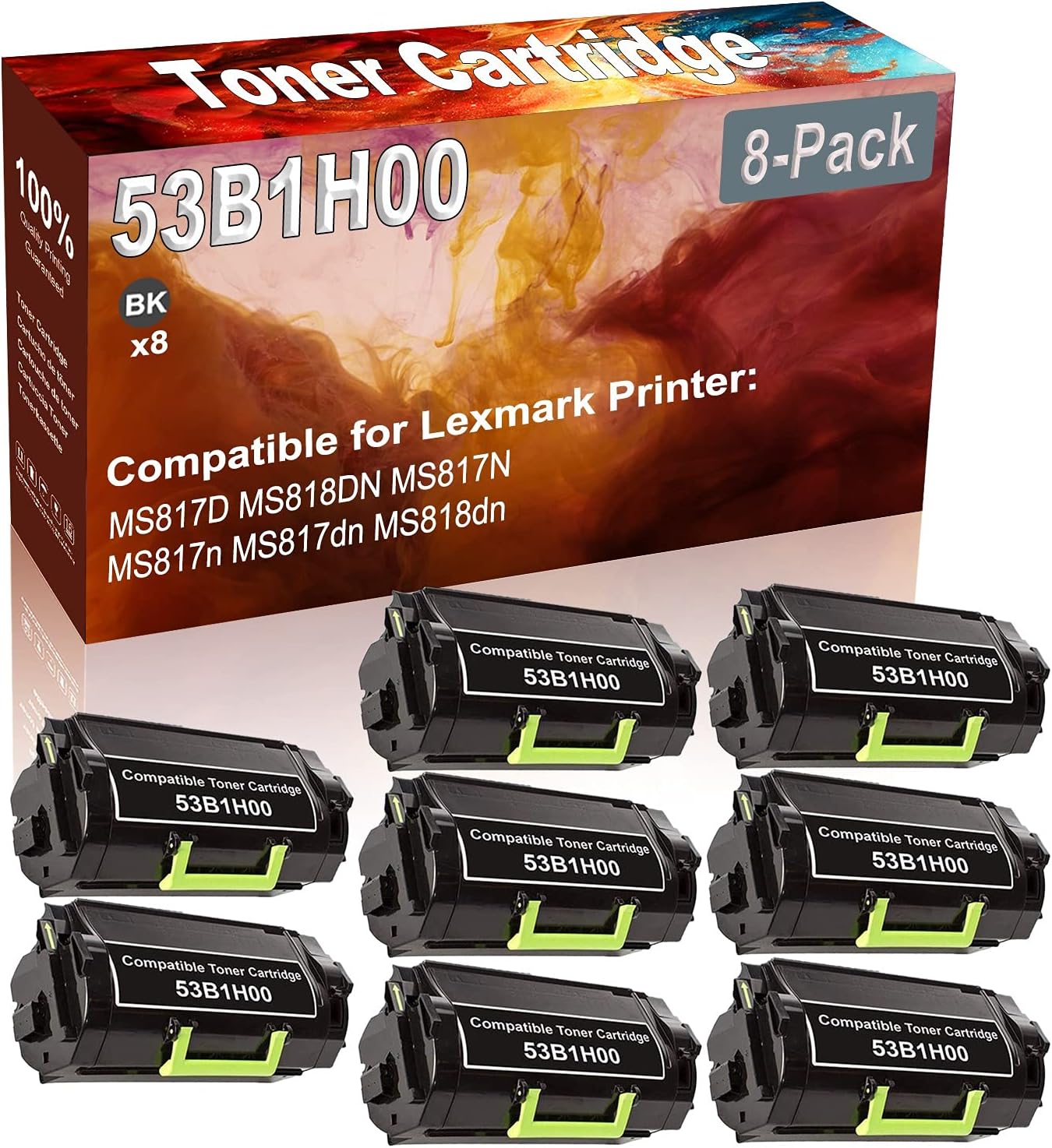 Credibility Store 8-Pack (Black) Compatible High Yield 53B1H00 Printer Cartridge use for MS817D MS818DN MS817N MS817n MS817dn MS818dn Printer