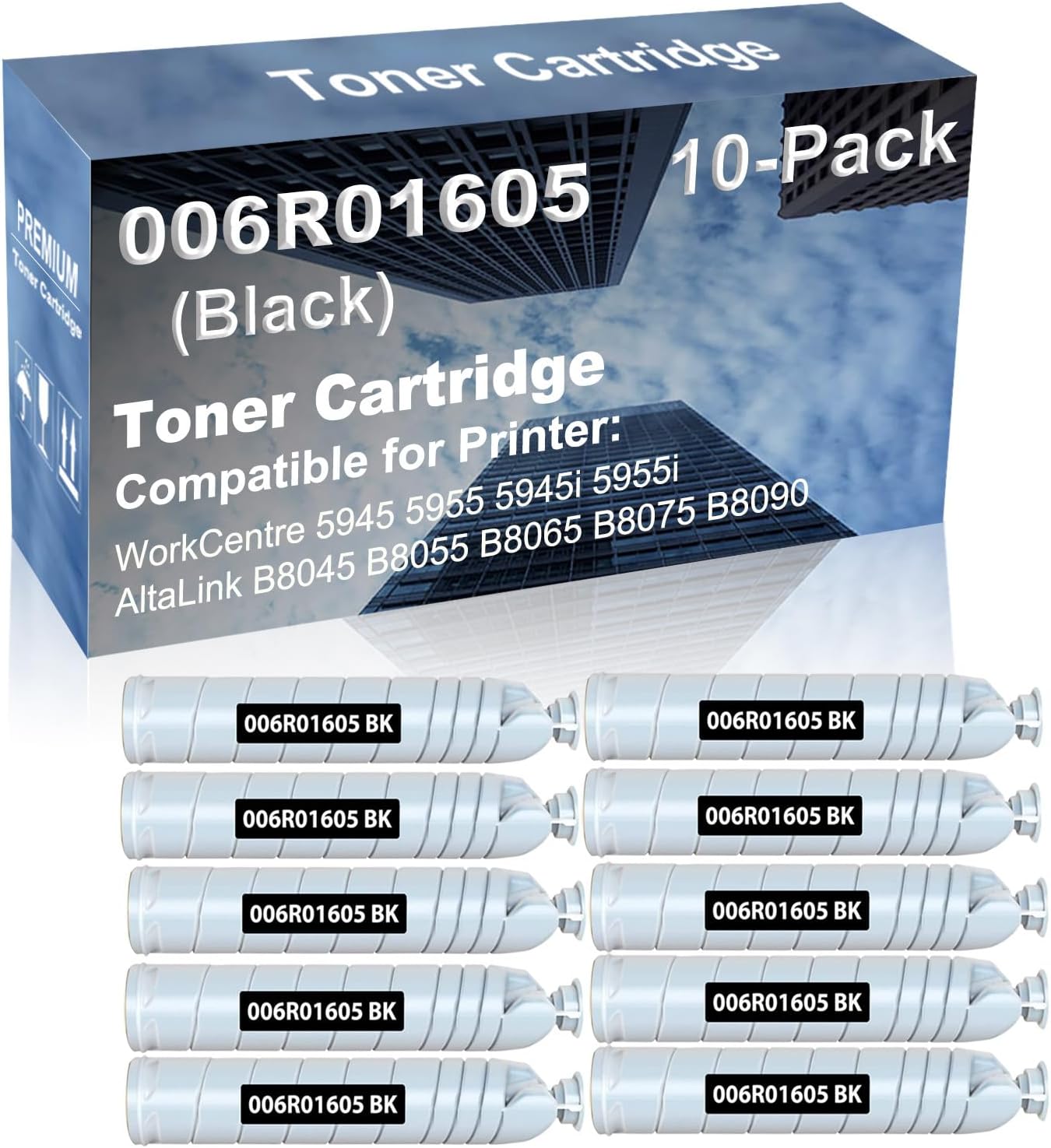 10-Pack Compatible High Yield WorkCentre 5945 5955 5945i 5955i, AltaLink B8045 B8055 B8065 B8075 B8090 Printer Cartridge Replacement for 006R01605 013R00675 Toner Cartridge (Black)