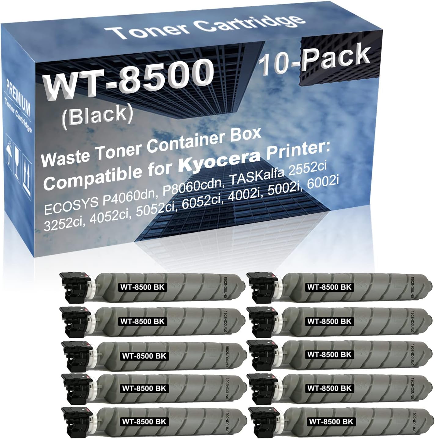 10-Pack Compatible High Capacity WT8500 WT-8500 1902ND0UN0 Printer Waste Toner Box use for Kyocera TASKalfa 6052ci, 4002i, 5002i, 6002i Printer (Black)
