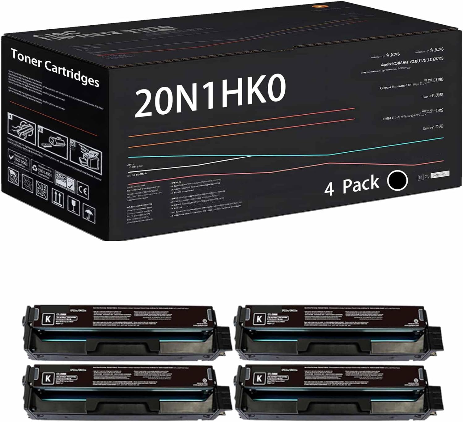 20N1HK0 20N1HC0 20N1HM0 20N1HY0 Toner Cartridges Compatible with Lexmark CS331dw CS431dw CX331adwe CX431adw Printers, High Yield 5500 Pages (4 Pack Black)