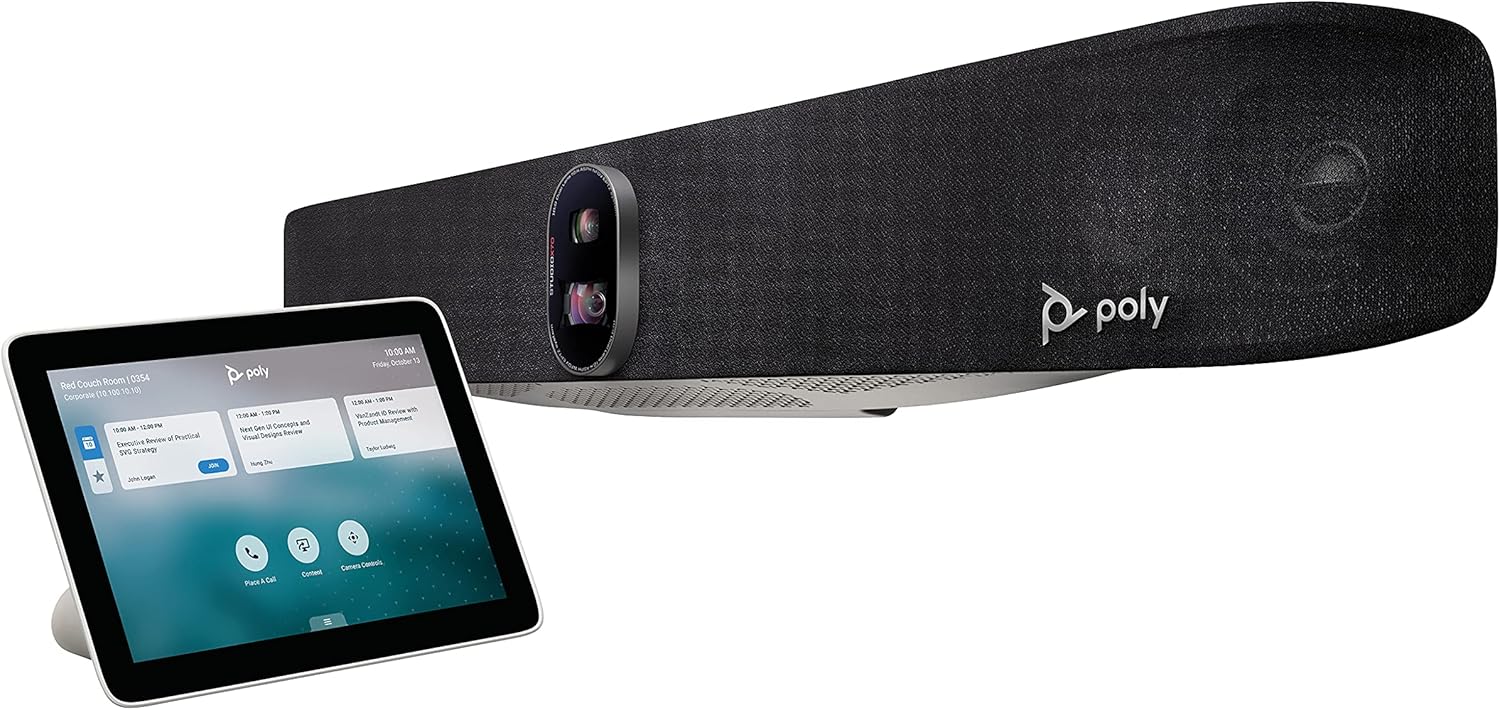 Poly - Studio X70 Video Bar + TC8 Touch Controller (Plantronics + Polycom) - Premium 4K Audio & Video Conferencing for Large Conference Rooms - Camera, Speakers, Mics - Works with Teams, Zoom & More