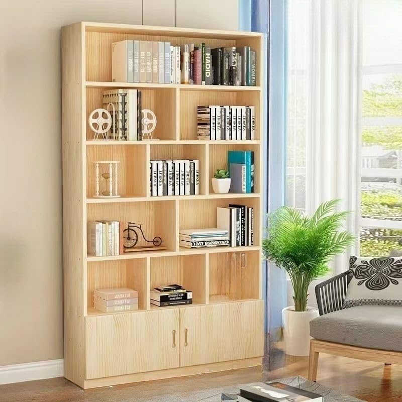 CraftThink Bookcase, Versatile Modern Natural Wood Bookshelf with Closed Back and Shelves for Compact Storage Home Office Furniture - 47