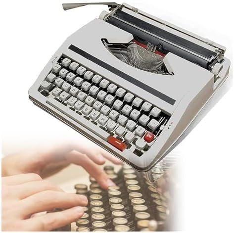 Vintage Portable Typewriter, Retro Mechanical Typewriter with Twin Spool Black & Red Ribbon, Classic Manual Typewriter (White) - Ideal for Writers & Collectors