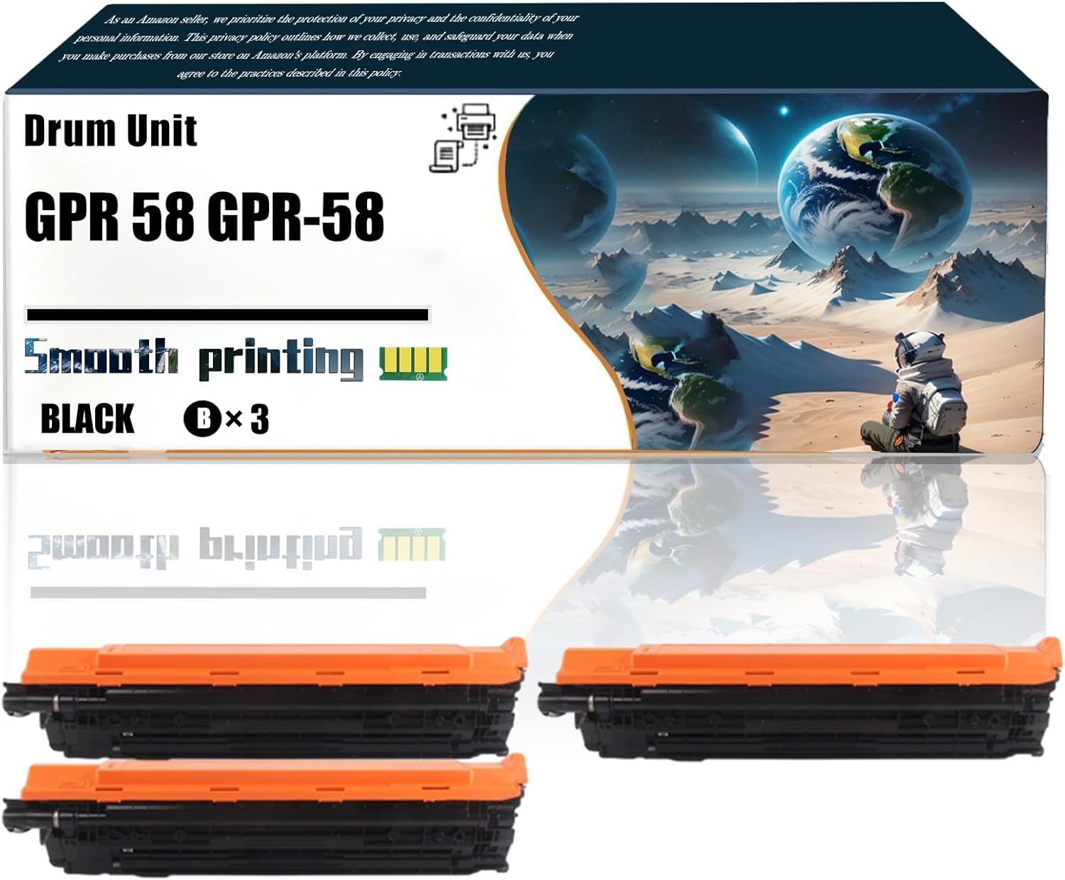 Replacement Parts Drum Unit GPR 58 GPR-58 Compatible with Canon imageRUNNER Advance C256iF II C256iF III C356iF II C356iF III Printers, Contains Chip and Clear Printing (3 Pack Black)