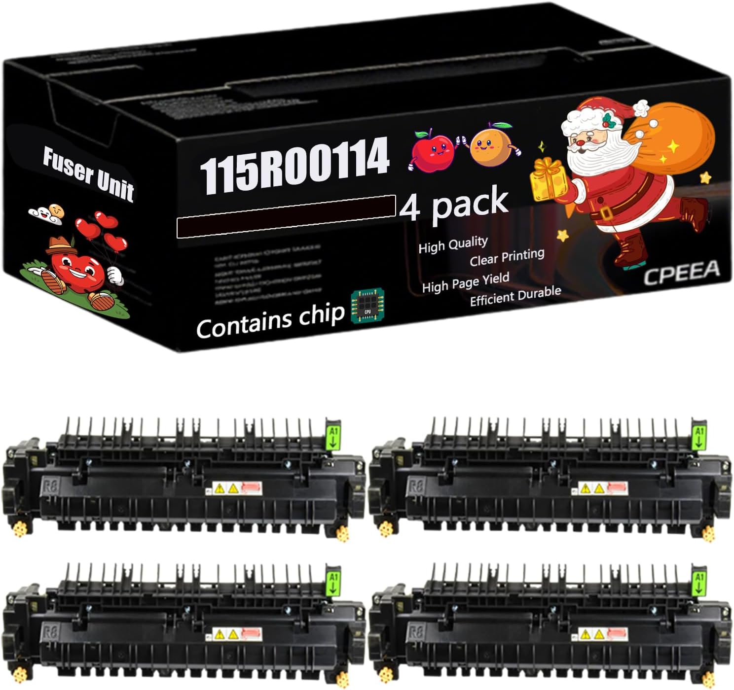 Compatible for Xerox 115R00114（110v Fuser Unit Work for Xerox VersaLink C7020 C7025 C7030 B7025 B7030 B7035 Printers, with Chip, High Yield 200000 Pages, Clear Printing (4 Pack Black)