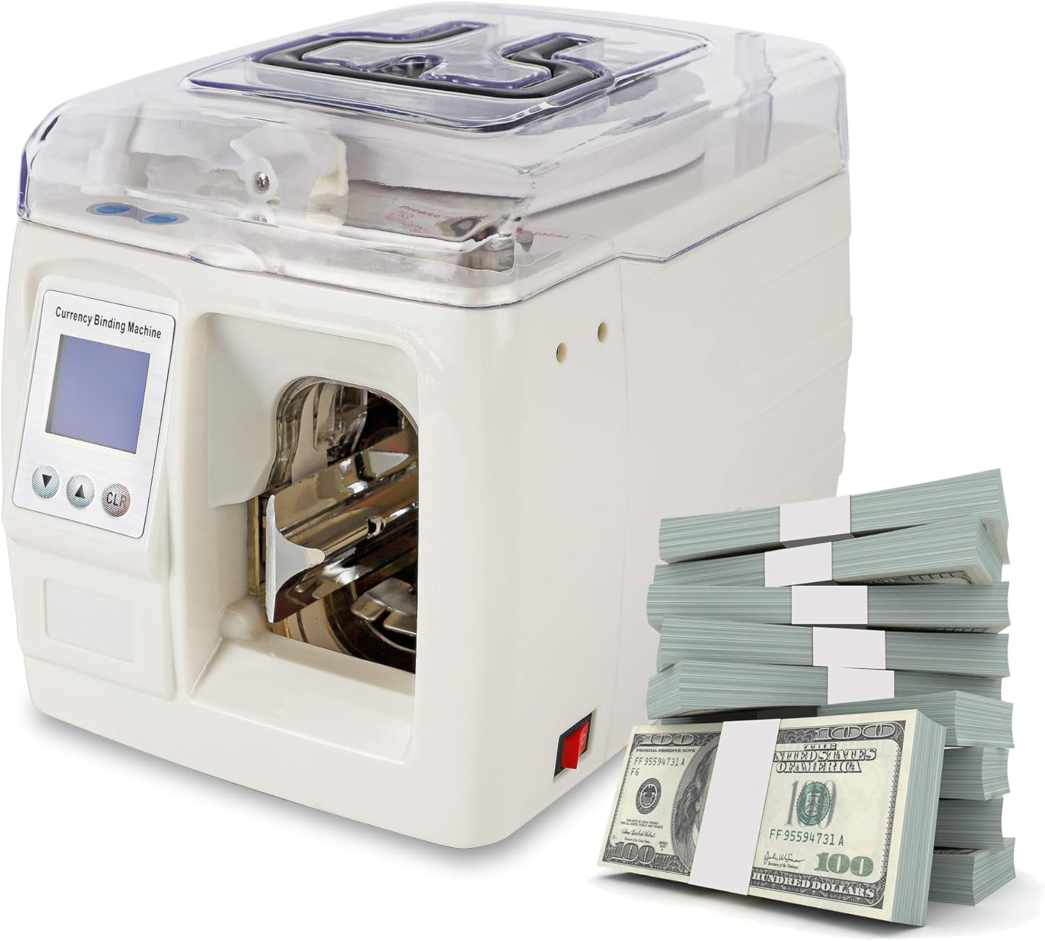 CGOLDENWALL Banknotes Binding Strapping Machine LCD Display Paper Currency Bundle Machine Portable Invoice Bill Money Binder Bill Pack Tool Bundle Equipment 110V/220V