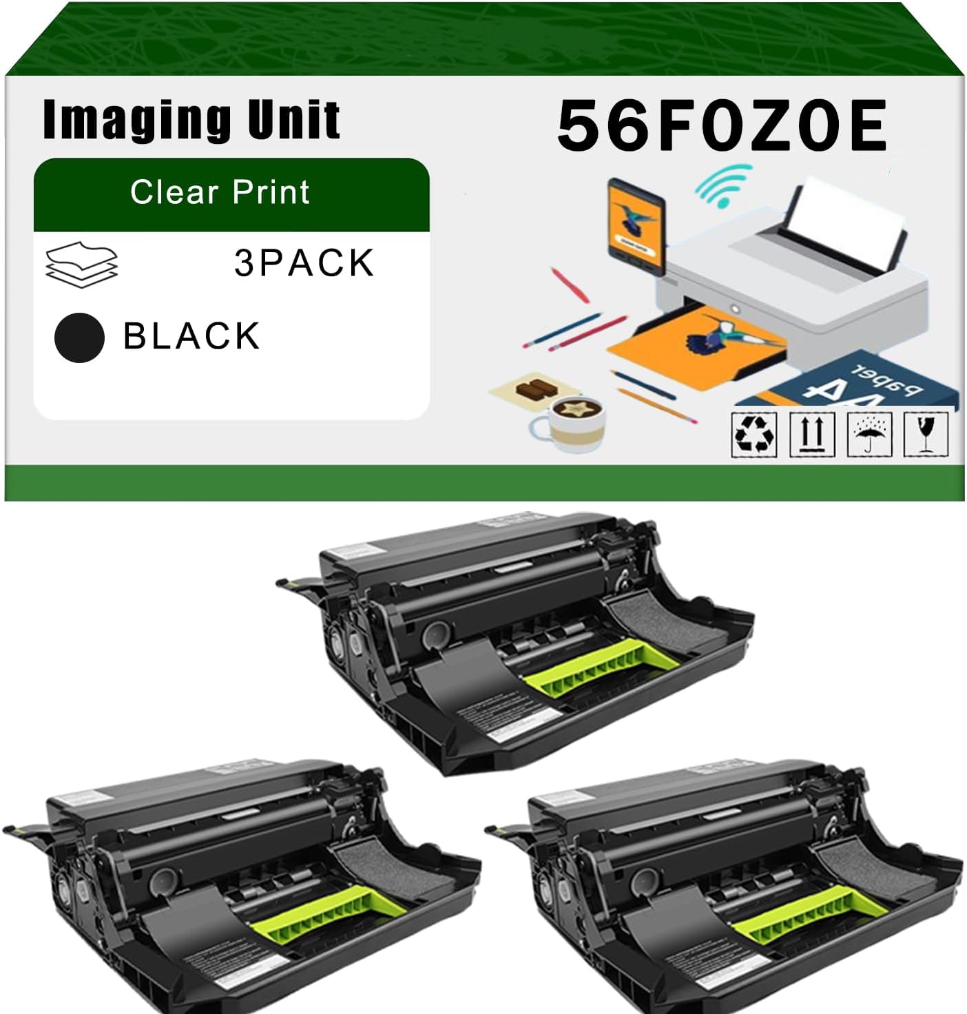 Compatible for Lexmark 56F0Z0E Imaging Unit MX321adn MS331dn MX421ade MB2338adw B2442dw MS421dw MS521dn Printers, High Yield 70000 Pages Bright Clear Colors (3 Pack Black)