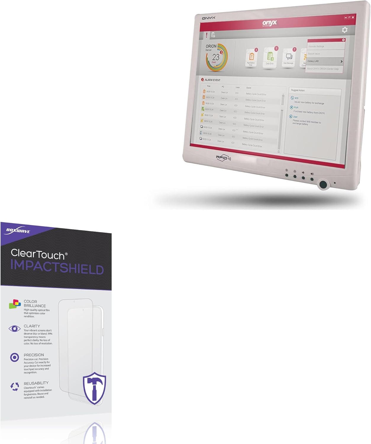 BoxWave Screen Protector Compatible With ONYX Healthcare Venus-173 - ClearTouch ImpactShield (2-Pack), Impenetrable Screen Protector Flexible Film