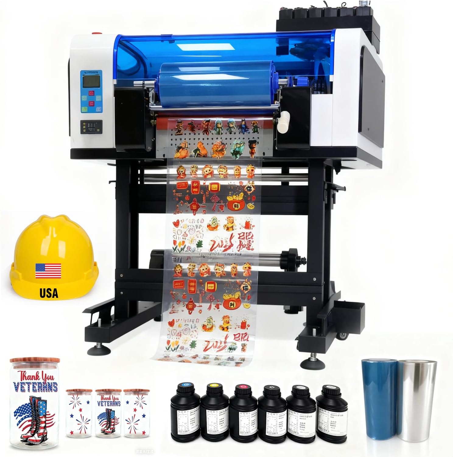 indhnx High-Speed Dual-Head UV Printer with F1080 Printheads, Roll-to-Roll Batch Printing, Professional Industrial UV Printing Machine, Multi-Material Compatible, Customizable