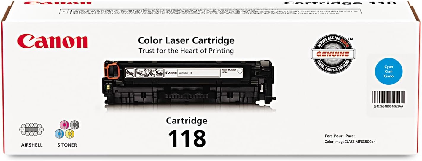 Canon 2661B001 (118) Toner Cartridge, Cyan - in Retail Packaging