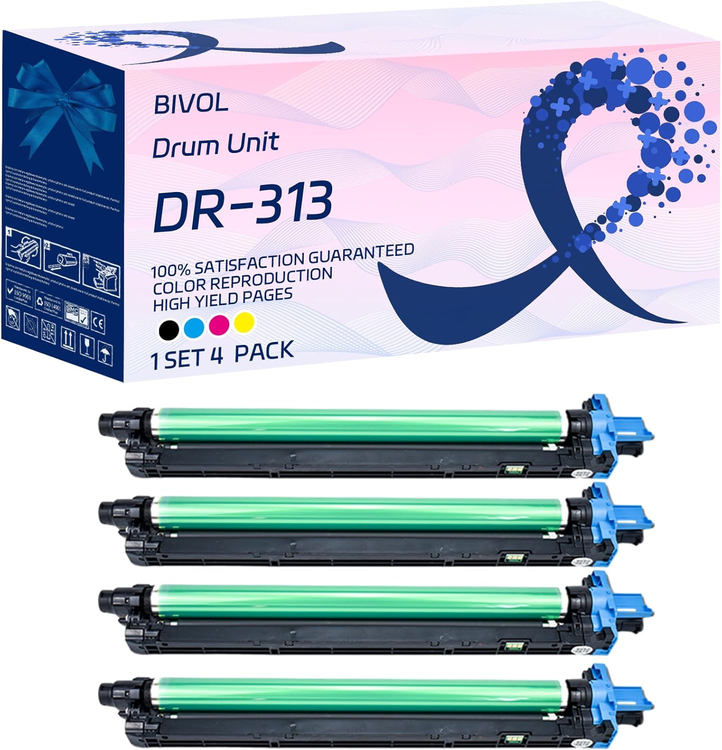 BIVOL Compatible for Konica Minolta DR-313 Drum Unit Work for Konica Minolta bizhub 308 368 458 558 bizhub C258 C308 C368 C458 C558 C658 Printers, with Chip, High Yield 80000 Pages (Multicolor)