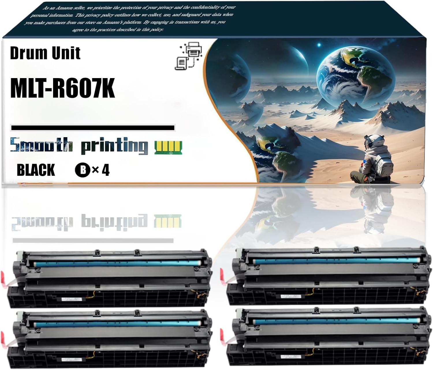 Replacement Parts Drum Unit MLT-R607K Compatible with Samsung MultiXpress SCX-8030ND SCX-8040ND SCX-8230NA SCX-8240NA Printers, Contains Chip and Clear Printing (4 Pack Black)