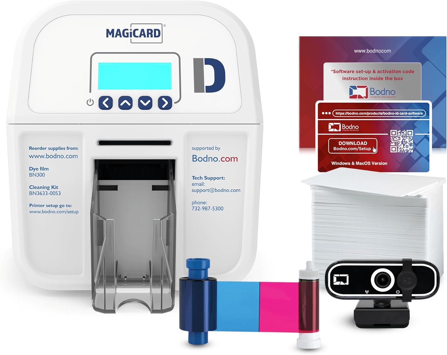 Bodno Magicard D Dual Sided ID Card Printer & Complete Supplies Package ID Software - Bronze Edition