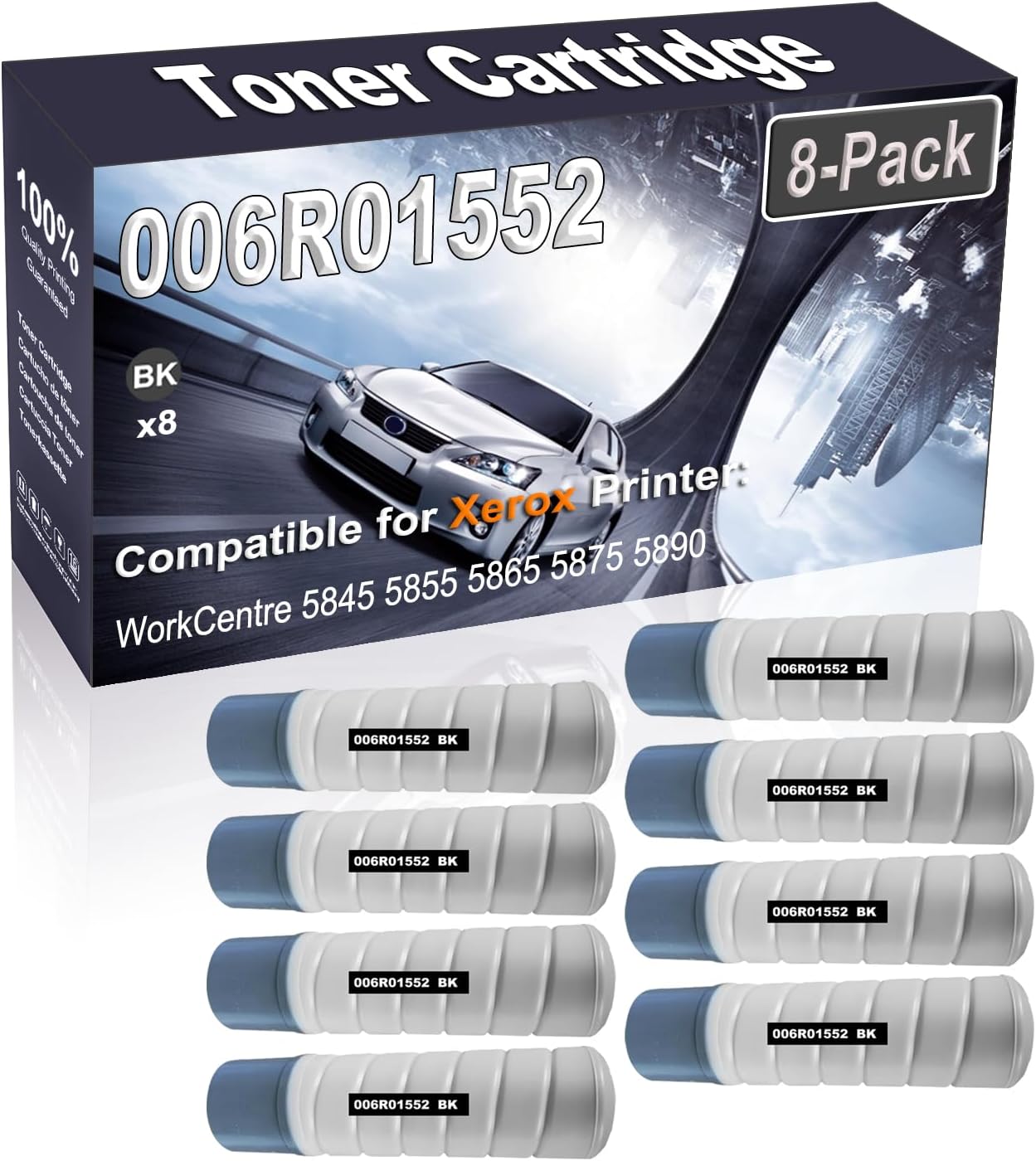 Kolasels 8-Pack (Black) Compatible High Yield 006R01552 Printer Cartridge use for WorkCentre 5845 5855 5865 5875 5890 Printer