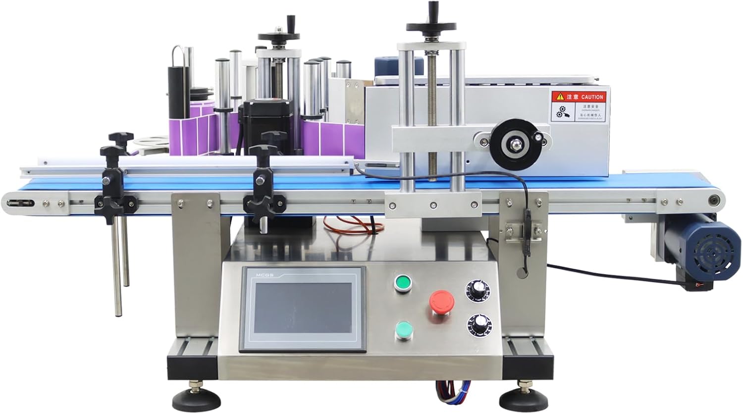 INTSUPERMAI Automatic Desktop Conveyor Round Bottle High Speed Labeling Machine Labeler Maker Round Bottle/Can/Wine Laber Automatic Round Bottle Labeling Machine 110V