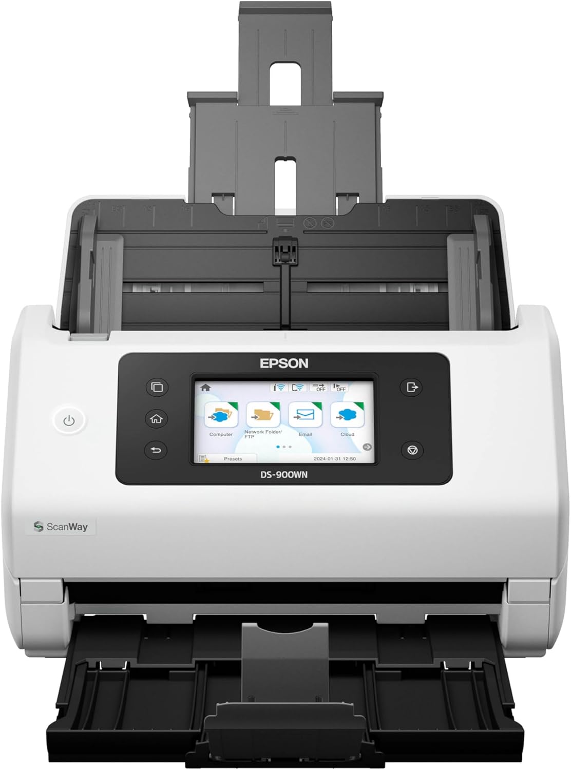 Epson DS-900WN EdgeLink High-Speed Wireless Network Color Document Scanner with Duplex Scanning Computer-Free Function, 100-page Auto Doc Feeder (ADF) and 4.3' Colorful Touchscreen