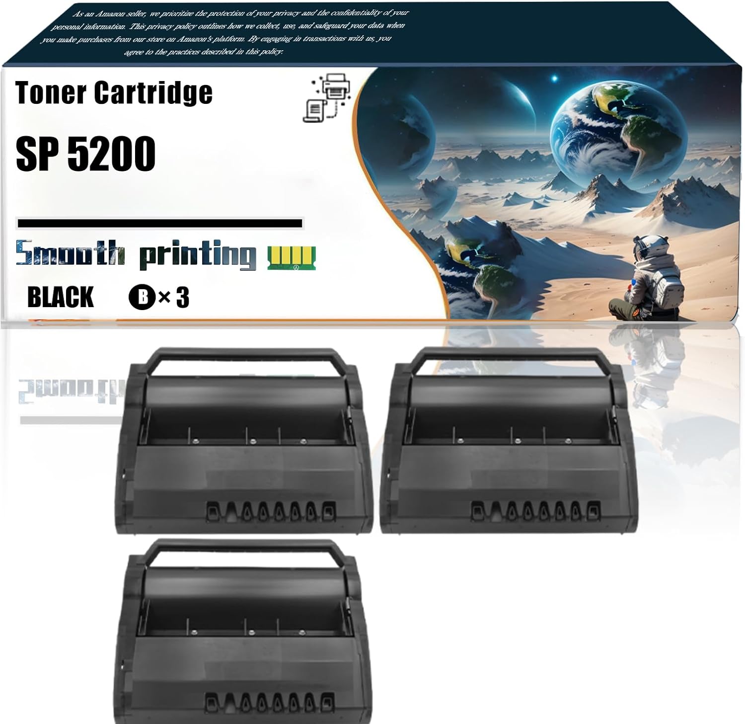 LSSF Replacement Parts Toner Cartridge SP 5200 Compatible with Ricoh Aficio SP 5200DN SP 5200S SP 5210DN SP 5210SF SP 5210SR Printers, Contains Chip and Clear Printing (3 Pack Black)