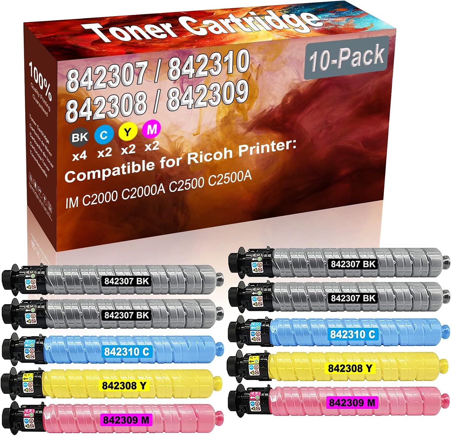 Credibility Store 10-Pack (4BK+2C+2Y+2M) Compatible IM C2000 C2000A Laser Printer Toner Cartridge (High Capacity) Replacement for Ricoh 842307 842310 842308 842309 Printer Toner Cartridge