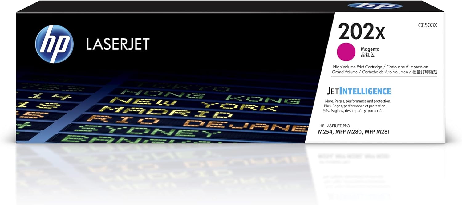 HP 202X Magenta High-Yield Toner Cartridge Printers | Works with Color LaserJet Pro M254; Color LaserJet Pro MFP M281 Series | CF503X