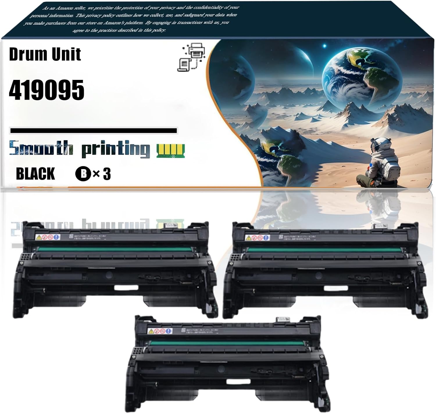 LSSF Replacement Parts Drum Unit 419095 Compatible with Ricoh P 501 502 Printers, Contains Chip and Clear Printing (3 Pack Black)