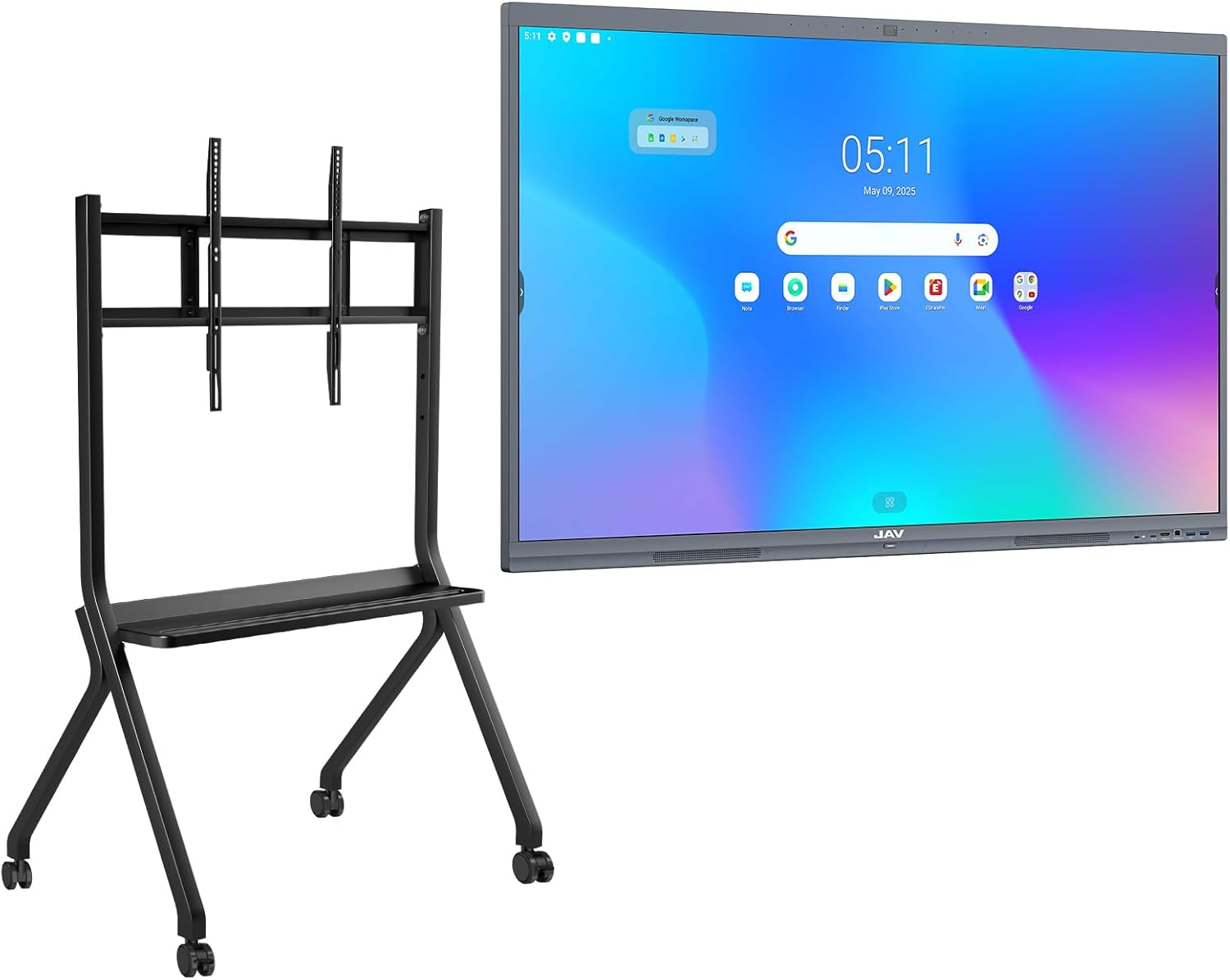 JAV 75 Inch Smart Board with Stand 4K UHD Interactive Whiteboard with EDLA Certification Built-in Android OS for Classroom Office Home Digital Display 8+128 GB for Hybrid Work