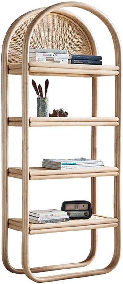 ARZARF Independent Bookshelf Nordic Rattan Bookshelf Rack Floor Locker Four-Story Storage Bookcase Living Room Display Rack Bedroom Decoration Rack Bookcase Organizer