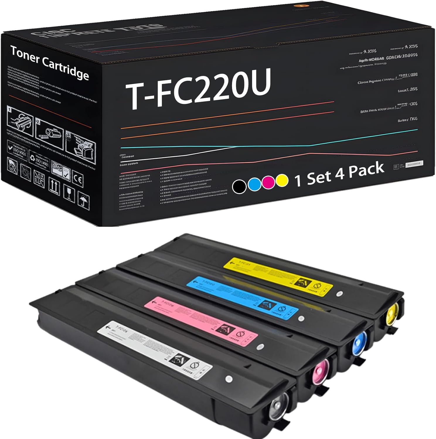 UVUMB T-FC220U Toner Cartridge Compatible for Toshiba E-Studio 2520AC Printers, with Chip, High Yield 38400 Pages, High-Definition Printing (Multicolor)