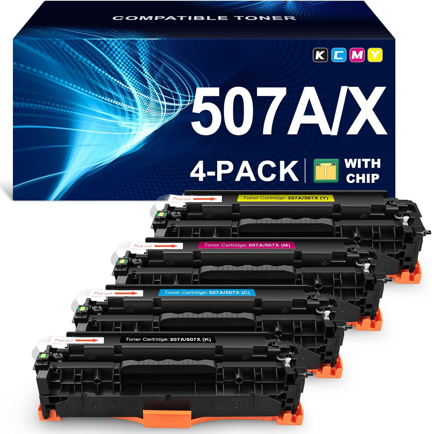 ALLWORK Compatible Toner Cartridge Replacement for HP 507X 507A CE400A CE400X CE401X CE402X CE403X use for HP Laserjet Enterprise M570dn M551dn M551n M575dn M551xh M570dw Printer (KCMY, 4-Pack)
