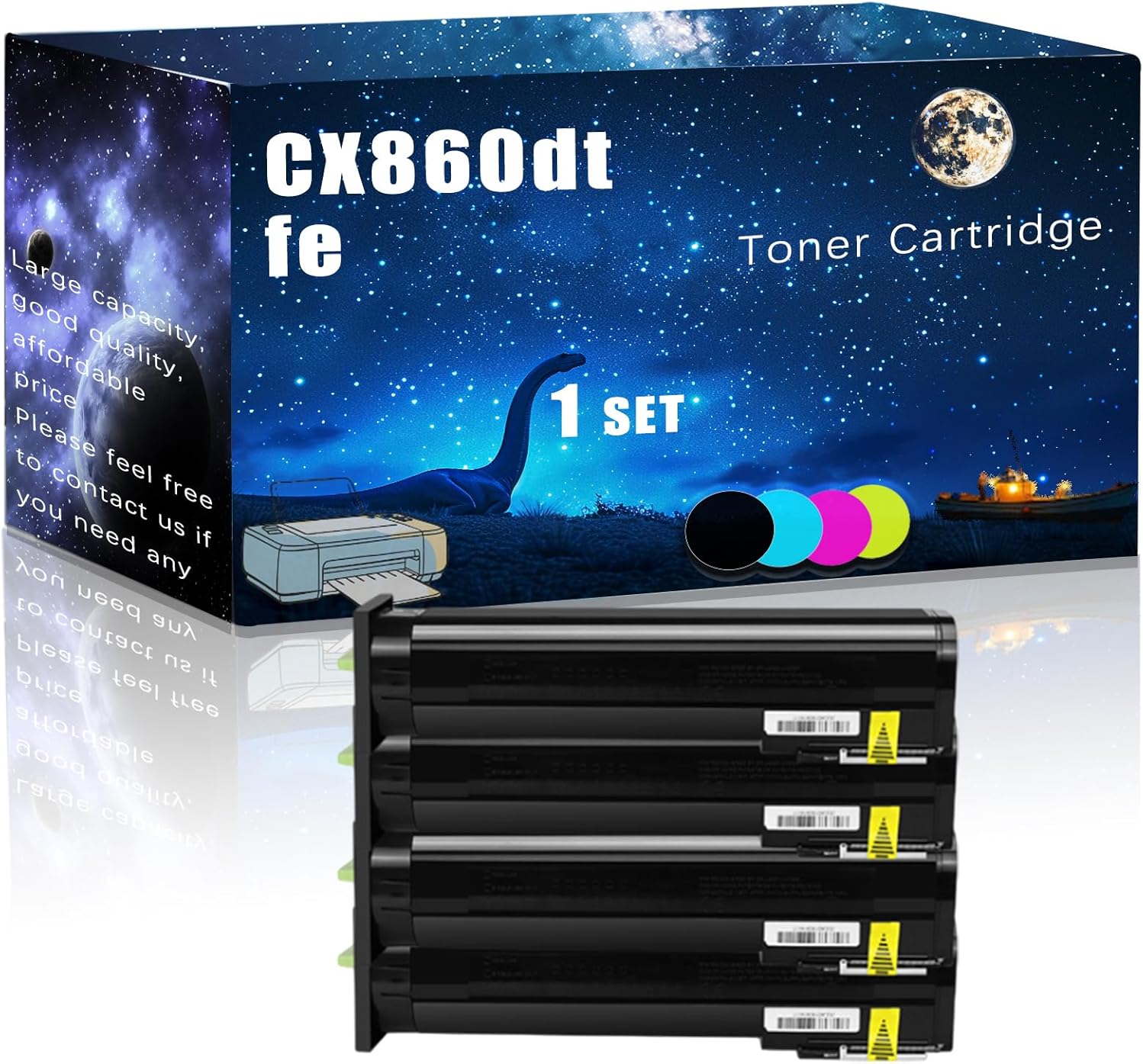 CX860dtfe Compatible Toner Cartridge Replacement for Lexmark High Yield Compatible CX825de CX825dte CX825dtfe CX860dte Printer, Meet Printing Needs (4-Pack BK/C/M/Y)