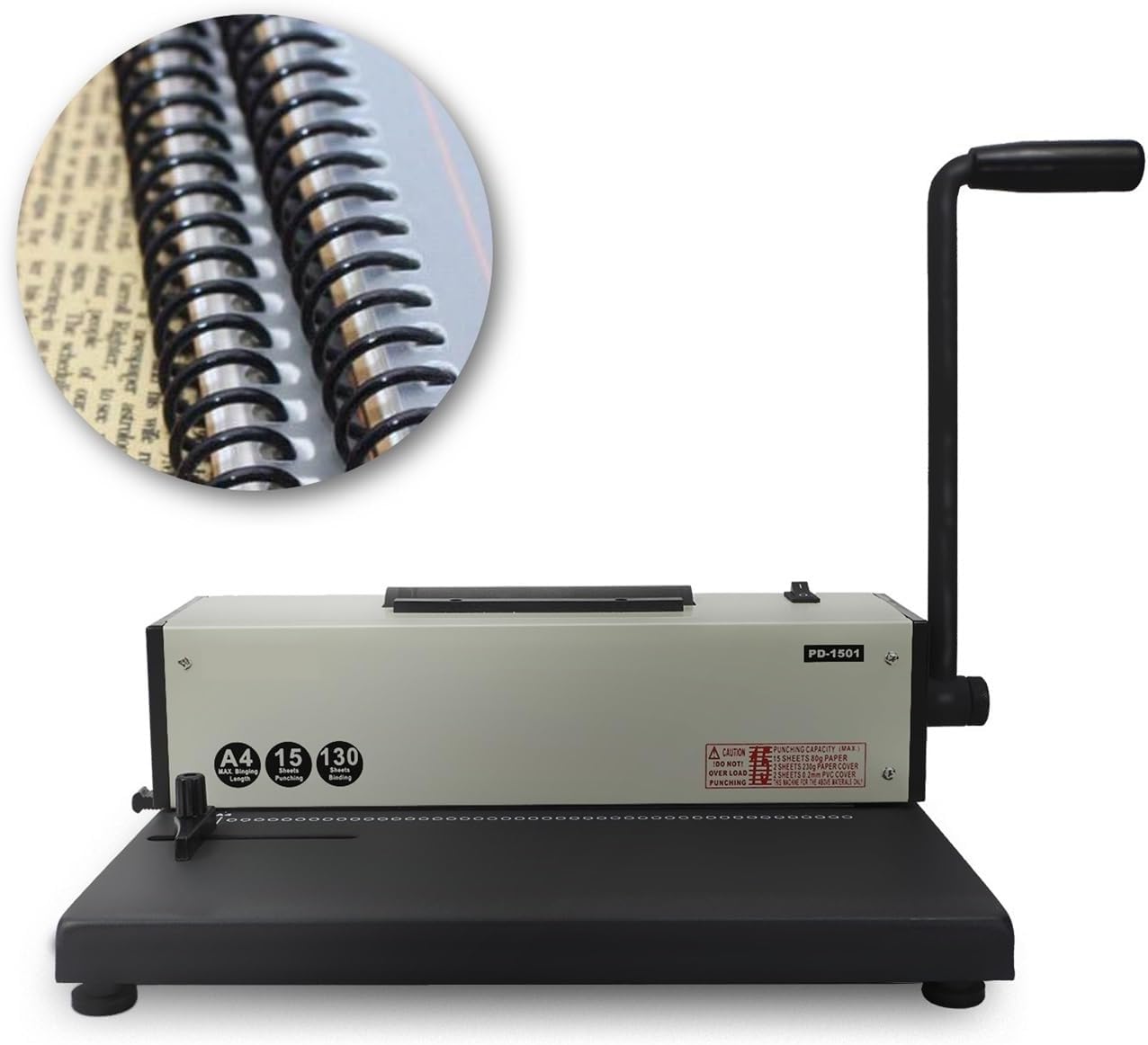 Binding Machines, A4 Electric Spiral Binding Machine - 46 Holes, 4:1 Pitch, Office-Friendly for Books and Brochures