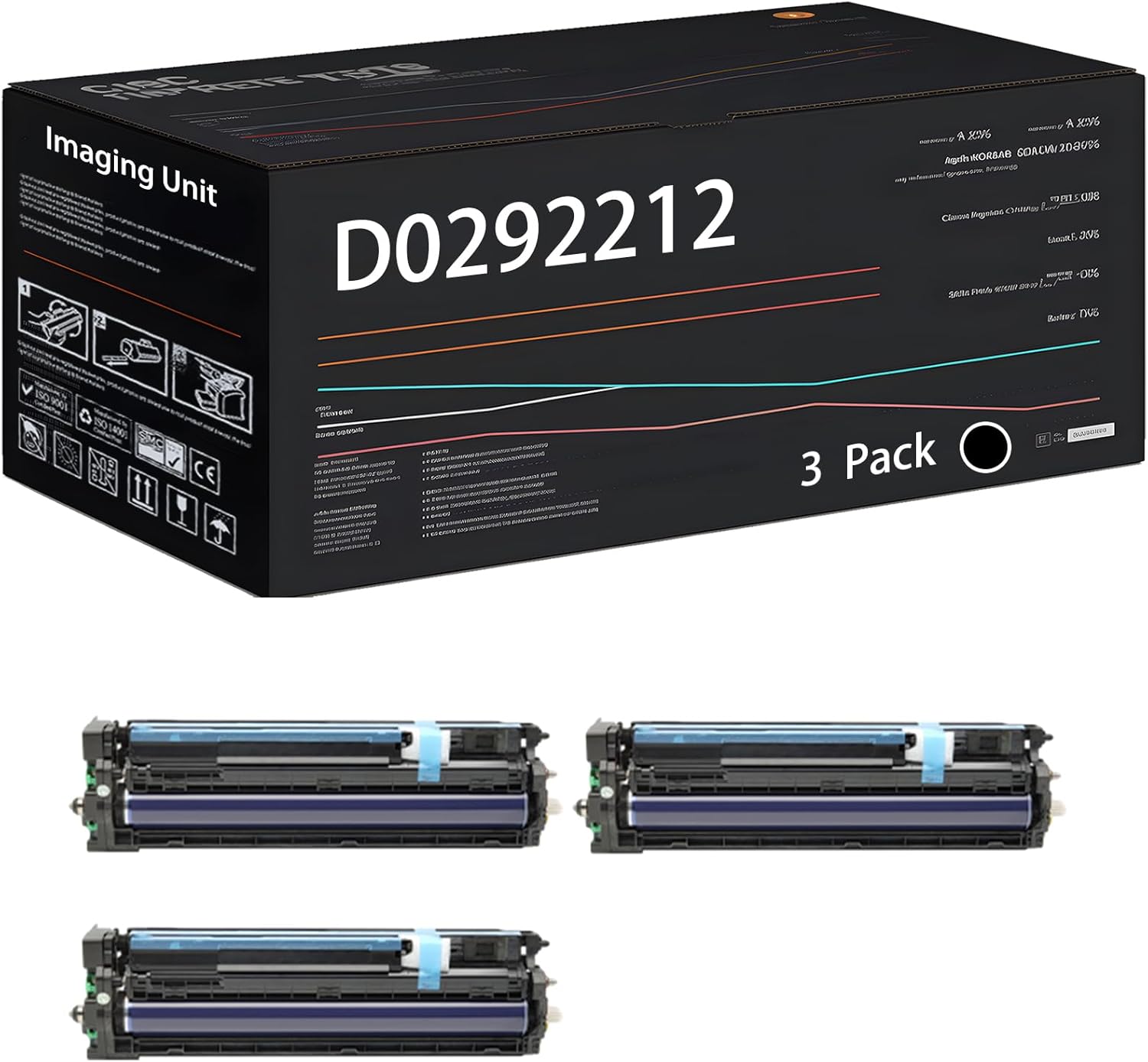 UVUMB Compatible with Ricoh D0292212 Imaging Unit Work for Ricoh Aficio MP C3300SPF C4000 C4000SPF Printers, with Chip, High Yield 100000 Pages, High-Definition Printing (3 Pack Black)