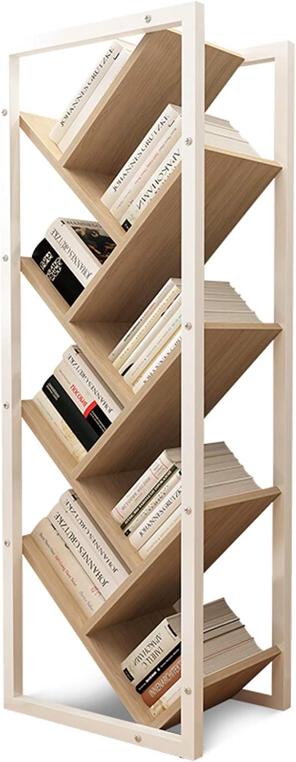 Office Bookcase Ceiling Bookcase Tree Shape Tree Simple Steel-Wood Storage Eight Layers H 44.9