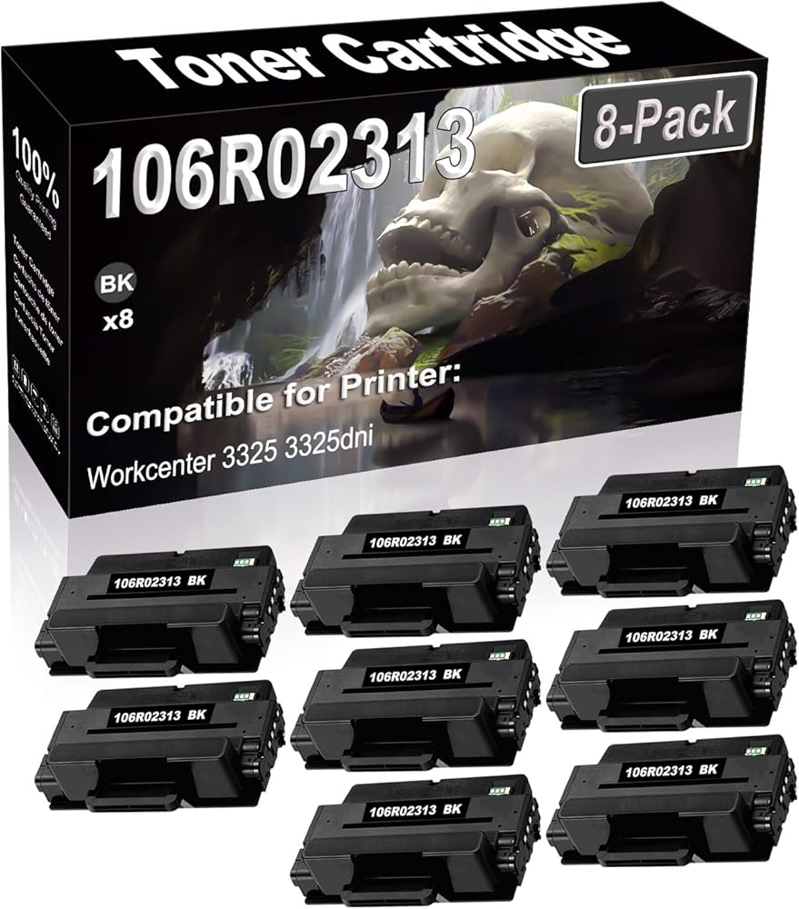 SINIYA 8-Pack (Black) Compatible High Yield 106R02313 Laser Printer Toner Cartridge use for Workcenter 3325 3325dni Printer