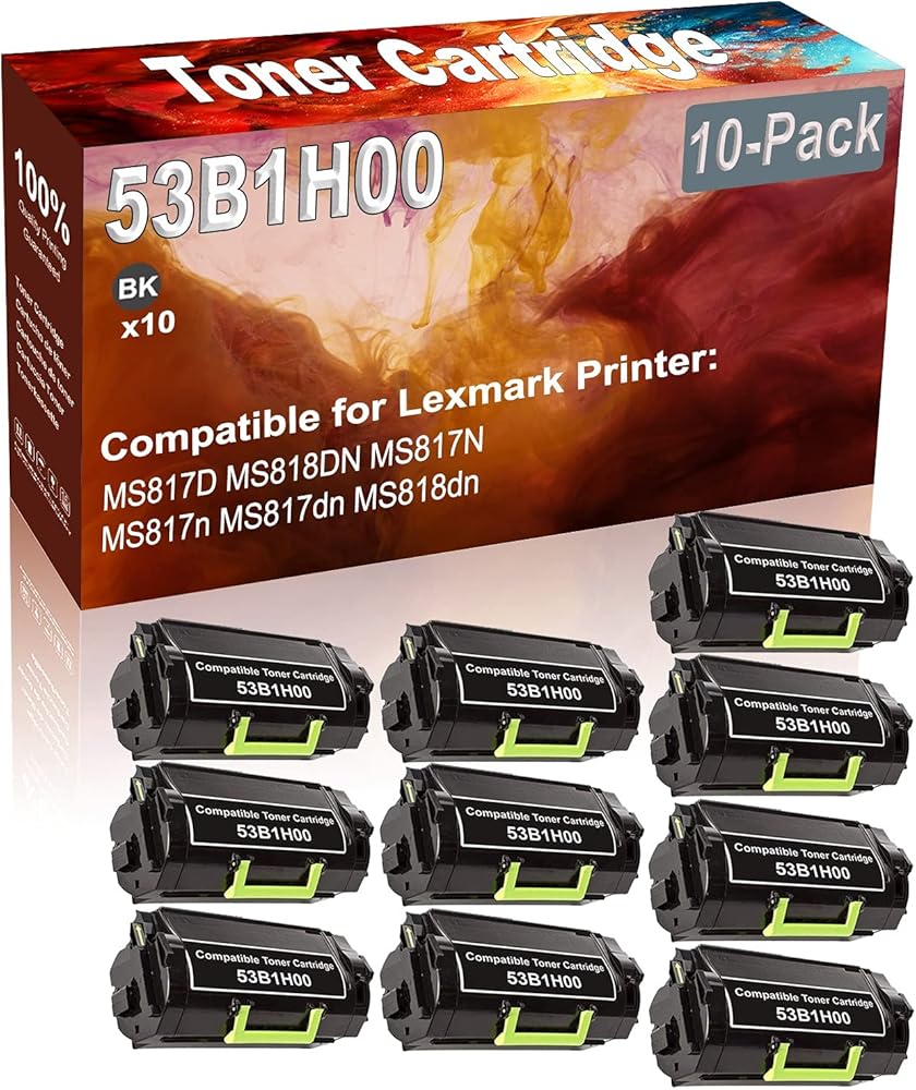 Credibility Store 10-Pack (Black) Compatible MS817D MS818DN MS817N MS817n MS817dn MS818dn Laser Printer Cartridge (High Capacity) Replacement for 53B1H00 Printer Cartridge