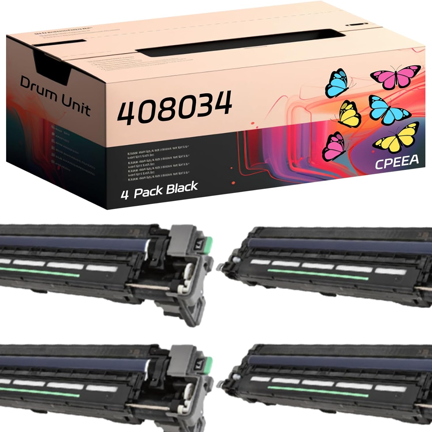 Compatible for Ricoh 408034 Drum Unit Work for Ricoh SP C842dn C840dn Printers, with Chip, High Yield 44000 Pages, Clear Printing (4 Pack Black)