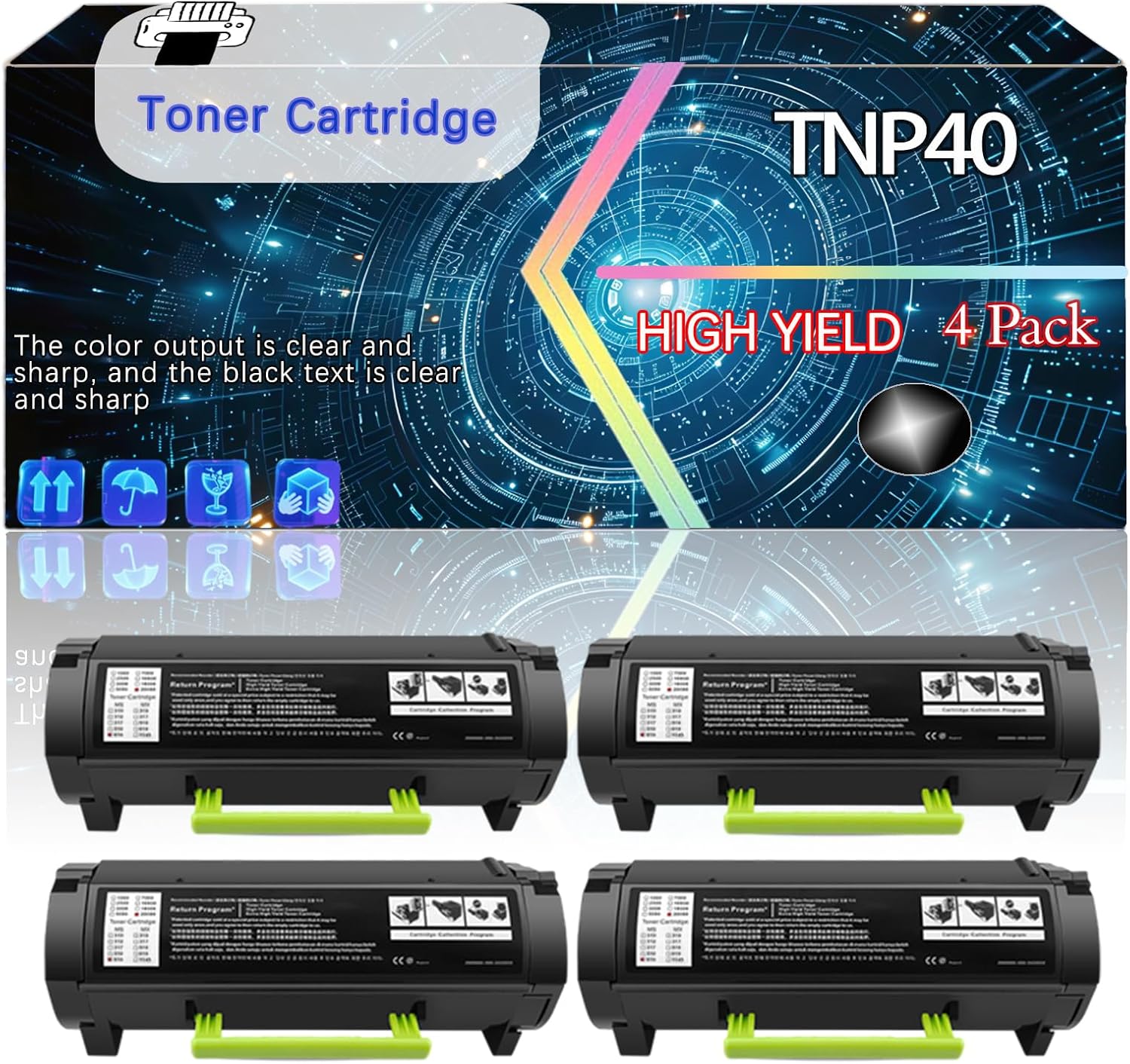 CEECN TNP40 Compatible for Konica Minolta bizhub 4020 Printers, Replacement Toner Cartridge High Yield Printer Accessories (4 Pack Black)
