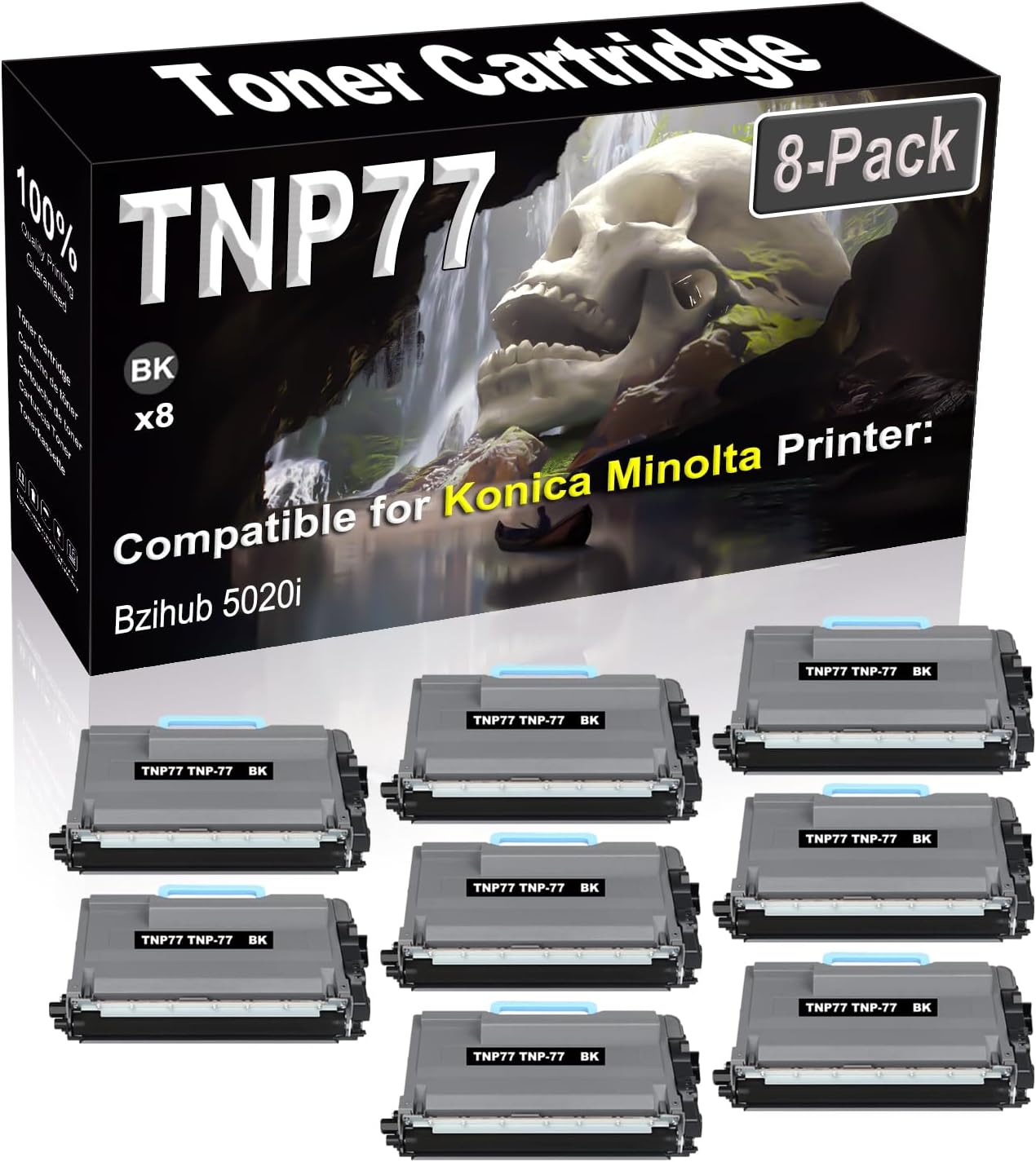 8-Pack (Black) Compatible Bzihub 5020i Laser Printer Cartridge (High Capacity) Replacement for Konica Minolta TNP77 TNP-77 ACF0031 Printer Cartridge