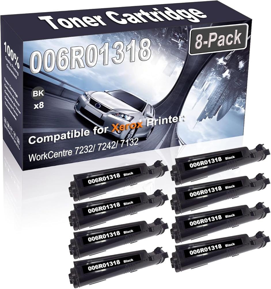 Kolasels 8-Pack (Black) Compatible High Yield 006R01318 Printer Cartridge use for WorkCentre 7232 7242 7132 Printer
