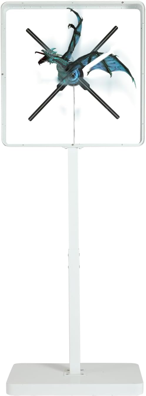 3DHologramFan with Wardrobe,HologramProjector HD LED Resolution Advertising Display with Remote Bluetooth WiFi,1500+ Video Library for Business,Bar,Halloween (58CM Metal Protective Cover)