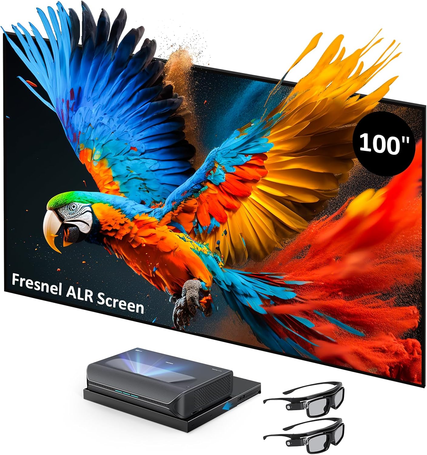 NexiGo Aurora Pro Bundle, Ultra Short Throw 4K Tri-Color Laser TV, Home Theater Laser TV, with 100