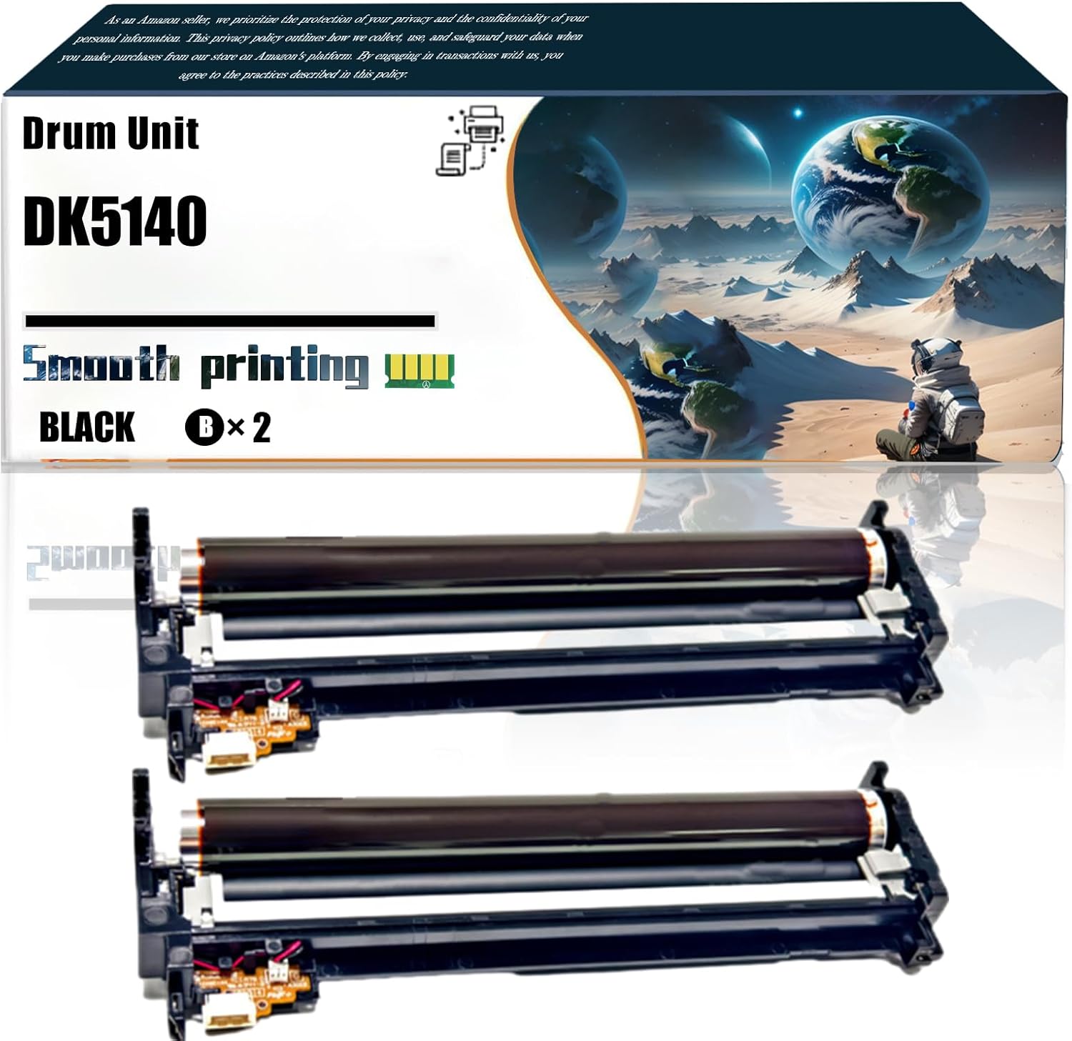 LSSF Replacement Parts Drum Unit DK5140 Compatible with Kyocera ECOSYS M6035cidn M6235cidn M6530cdn M6535cidn M6630cidn Printers, Contains Chip and Clear Printing (2-Pack Black)