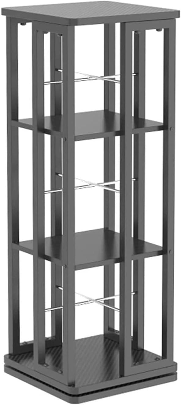 SYALEO Revolving Bookshelf 360 Display Floor Standing Rotating Bookcase Cold Rolled Steel Frame Corner Storage Organizer Rack for Home